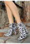 Loora zebra satin zippered heeled boots 10 cm - 2