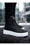 Ba0811 High White Sole Black Parachute Fabric Skin Detailed Half Ankle Sports Boots - 3