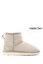 Women's Beige Nubuck Short Genuine Leather Shearling Boots