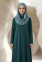 Neck-Covering Veil Featuring Combed Cotton Boning Shawl, Ps-58, Dark Mint - 2