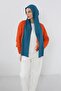 Combed Cotton Boneli Ready-Made Combed Cotton Hooded Shawl Two-Piece Set, Ps-57, Petrol - 5