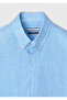 Turquoise Plain Casual Fit Long Woven Casual 100% Linen Shirt - 7