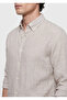 Beige Plain Casual Fit Long Woven Casual 100% Linen Shirt - 3