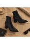 Women's Brown Pointed Toe Zippered Thick Heeled Stylish Ankle Boots