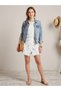 Women's Cactus Patterned Double-Breasted White Blue Mini Shorts Skirt
