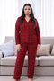 Red Plaid Patterned Thermal Fabric Ultra Soft Soft Plus Size King Size Buttoned Knitted Pajama Set - 2