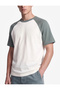 Cotton Crew Neck Color Contrast Short Raglan Sleeve T-Shirt - 4