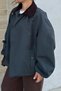 Petrol Blue, Velvet Collar, Checked Bomber Jacket Per9766 - 5