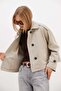 Buttoned Double-Breasted Collared Short Trench Coat - 5