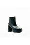 Black Genuine Leather Thick Heeled Platform Women's Boots - 4