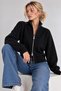 Women's Black Stand Collar Double Zipper Stylish Knitwear Cardigan - 5