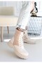 Josse Premium Special Beige Patent Leather Lace up Boots - 6