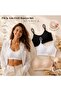 3-Pack Ribbed Strap Bra Set - with Removable Pads - Flexible Ribbed Bustier (Black - White - Nude)