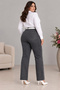 - Women's Plus Size High Waist Regular Fit Lycra Pants C626-Grey - 8