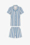 Striped Pointel Short Sleeve Shirt Shorts Pajama Set - 3