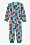 Boy's Gray Dino Power Cotton Long Sleeve Jumpsuit - 3