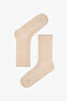 Burgundy Beige Braided Colosio Openwork Patterned Cotton 3 Pair Socks - 4