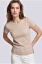 Women's Crew Neck 100% Cotton Interlock T-Shirt Beige - 3
