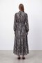 Women's Exotic Patterned Belted Long Dress - 26S-12685Elb Black - 3