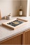 Modern Nice Lettering - Rectangular Coffee Presentation, Engagement, and Serving Tray with Natural Wood Frame - 4