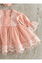 Carmen Dress 100% Cotton Jersey Tulle Lace Newborn Baby Girl Religious Ceremony and Special Occasion Bandana Set - 3