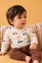 Baby Boy Cute Safari Car Patterned Two Yarn Sweatshirt and Pants Set - 2