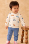 Baby Boy Cute Safari Car Patterned Two Yarn Sweatshirt and Pants Set
