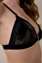 Black Velvet Detailed Underwire-Free Unpadded Triangle Bra - 6