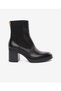 Women's Black Genuine Leather Heeled Boots 5K2Db35291