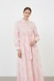 Women's 3D Floral Patterned Belted Maxi Dress -20695Elb Pink - 2