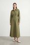 Women's Shirt Collar Belted Long Dress – 20745Elb Khaki