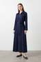 Women's Belted Half-Zip Long Dress – 26S-32518Elb Navy Blue
