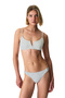 Point Polka Dot Patterned Textured V-Neck Bikini Top