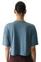 Dark Blue Modal Crop T-Shirt with Slits - 2