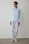 Light Blue Magic Thermal Effect Sweatshirt Pajama Top - 2