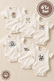 Unisex 100% Cotton Minimal Printed 0-12 Months 6-Piece Short Sleeve Baby Bodysuit Set