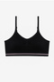 Girl's Black Seamless Seamless Black Cotton Short Top