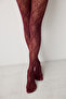 Floral Fishnet Burgundy Pantyhose - 4