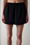 Black Fleur Satin Shorts Pajama Bottoms