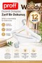Wooden Patterned Plastic Clothes Hangers-White- 12 Pieces