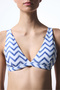 Biana Navy Deep V Cut Zigzag Patterned Bikini Top - 3