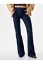 Belt Detailed Regular Waist Slim Fit Cotton Spanish Flare Denim Trousers - Flare Jeans - 3