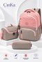 Waterproof Fabric Foil Backpack with Lunch Box and Pen Holder Primary School Bag Set of 3