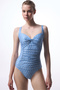 Blue Gathered Swimsuit