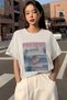 Unisex Present Printed Oversize T-shirt - 3
