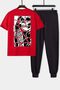 Unisex Ninja Akatsuki Printed 2-Piece Tracksuit Set