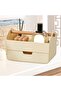 Desktop Organizer Storage Box with Drawer and Wooden Handle,Stationery and Accessory Holder Bin,Light Yellow - 6