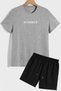 Back Printed Shorts T-shirt Tracksuit Set - 2