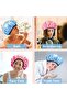 3-Piece Adjustable Reusable Shower Cap Set,Extra Large Double-Layer Waterproof Bathing Caps with EVA Lining and Elastic Band for Women,Black,Pink,Blue - 5