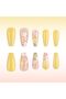 Flowers Press On Nails for Women,Medium Coffin Square,Spring Summer Fake Nails,Full Cover Nail Art Tips Kit,Yellow Floral Design,24 Pcs - 4